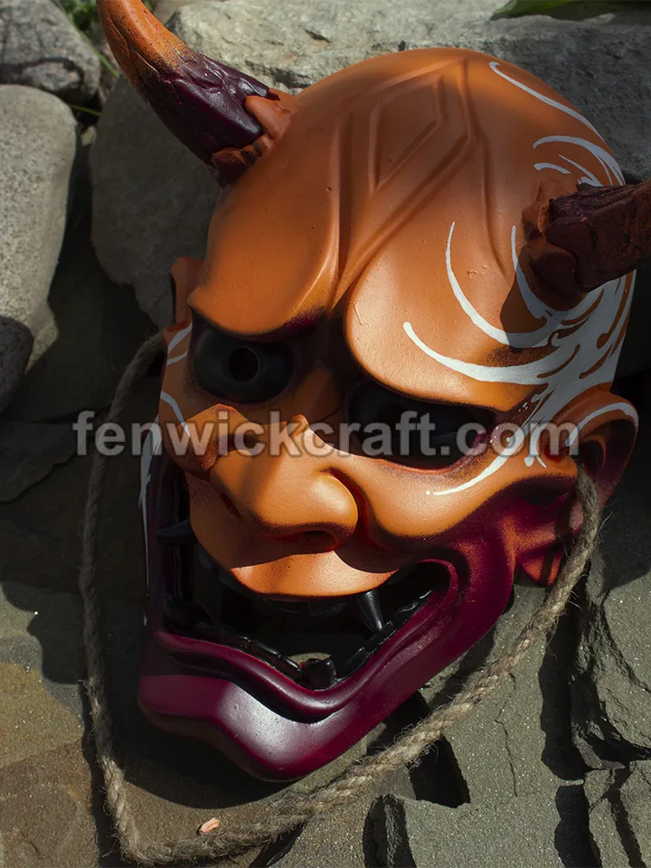 Traditional Orange - Japanese Oni Mask