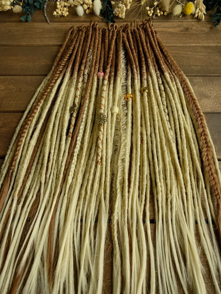 Honey brown to blonde ombre synthetic Se dreadlocks and braids, Ready to ship