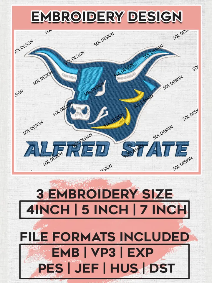 NCAA Alfred State College Team Head Mascot Logo Embroidery Design Files, NCAA Alfred State Pioneers Machine Embroidery, NCAA Teams, 3 sizes, NCAA Machine embroidery designs, Digital Download