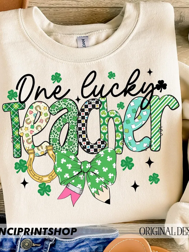 Teacher St Patricks png, Lucky Teacher png, St Patricks Day Teacher png, Teacher Coquette Bow png, Teacher png, Lucky png, Gift for teacher
