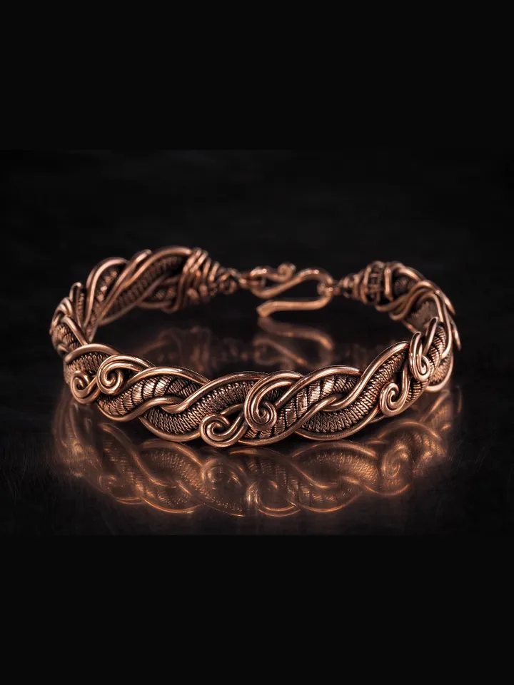 Woven copper wire bracelet Antique style handcrafted copper jewelry Unique gift