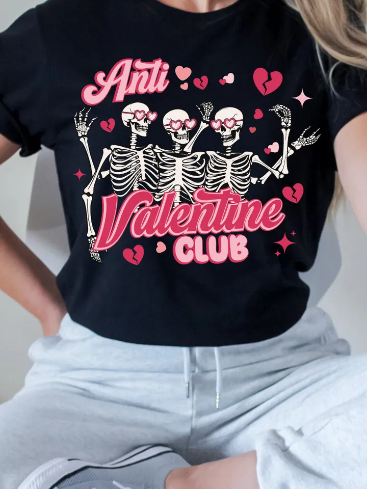 Anti Valentine Club PNG, Valentine's Day Png, Retro Valentine Png, Valentine Skeleton, Self Love Club Png, Valentines Skeleton Trendy Vday
