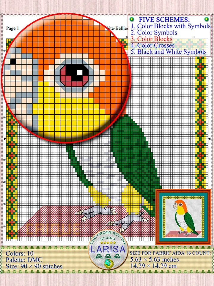 Caique Cross Stitch Pattern | Caique Parrot