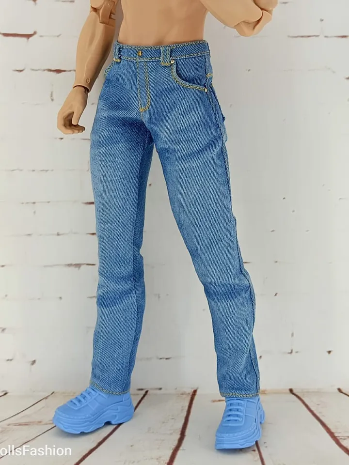 Light blue jeans for Ken with an athletic body type