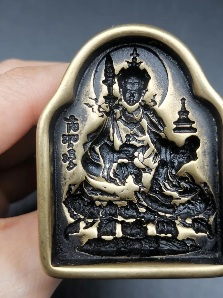 Gandhanra Old Tsa Tsa Mold of Guru Rinpoche - Tibetan Buddha Statue Mould for Votive Offering, 5.5cm Padmasambhava Design Clay Art Mold