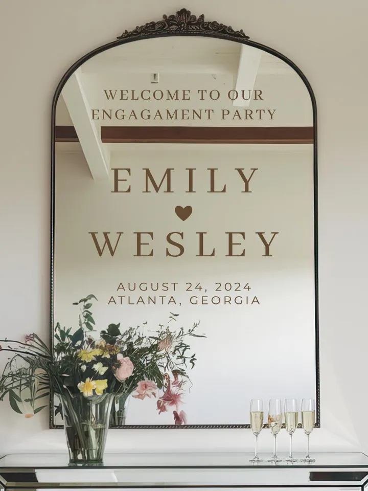 Welcome Wedding Sign Customizable Names Mirror Acrylic Decal Bride Groom Reception Ceremony mir9