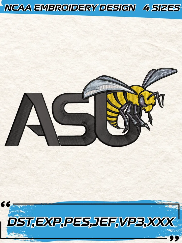 Alabama State Hornets Embroidery Designs,NCAA Logo Embroidery Design,Machine Embroidery Design File,4 Sizes, Digital Download