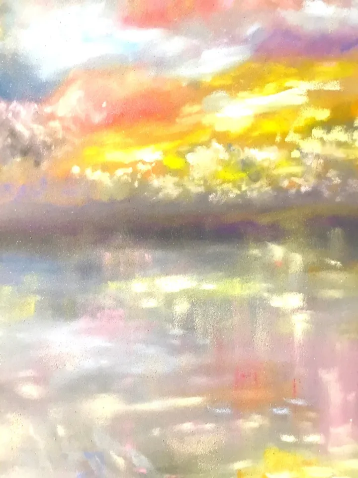 Pink sunset painting ,sea sunset painting ,original pastel painting,pastelmat,home decoration,landscape wall art.