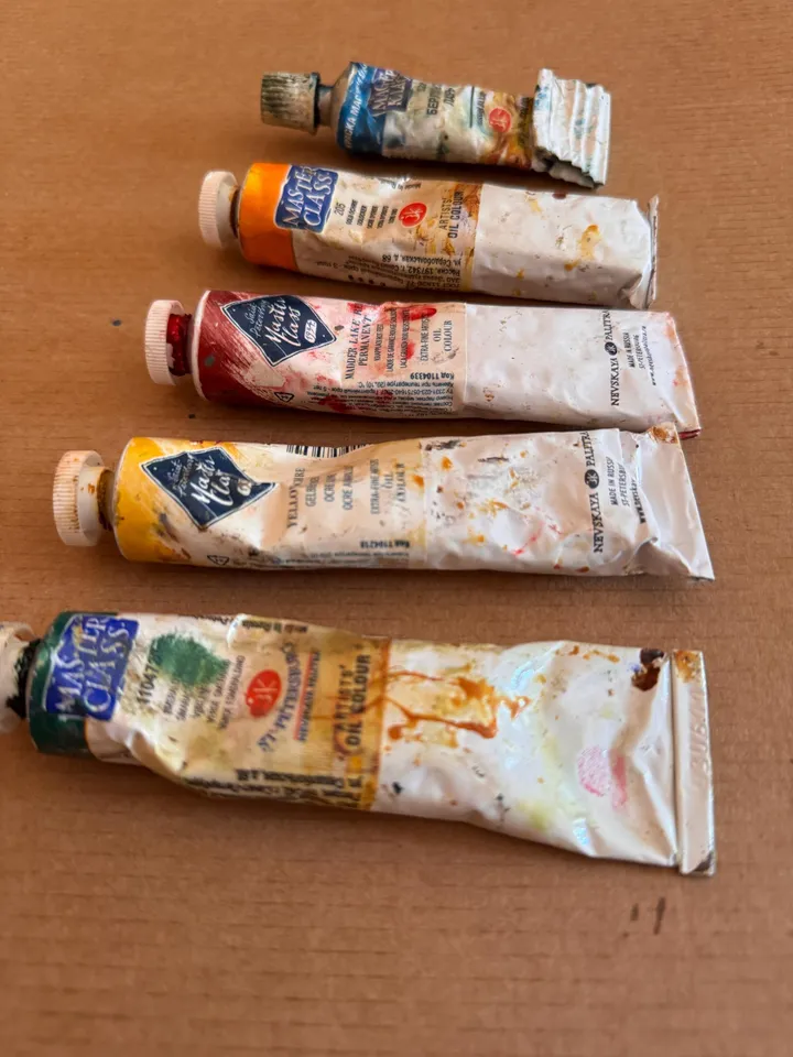 Oil Paints Tubes 46 ml/ 1.55 oz Professional Paints Used Oil Painting Set of 5