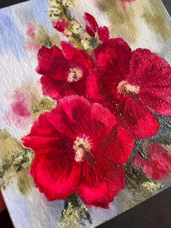 Flowers Original Painting Floral Wall Art Red Flowers Oil Art