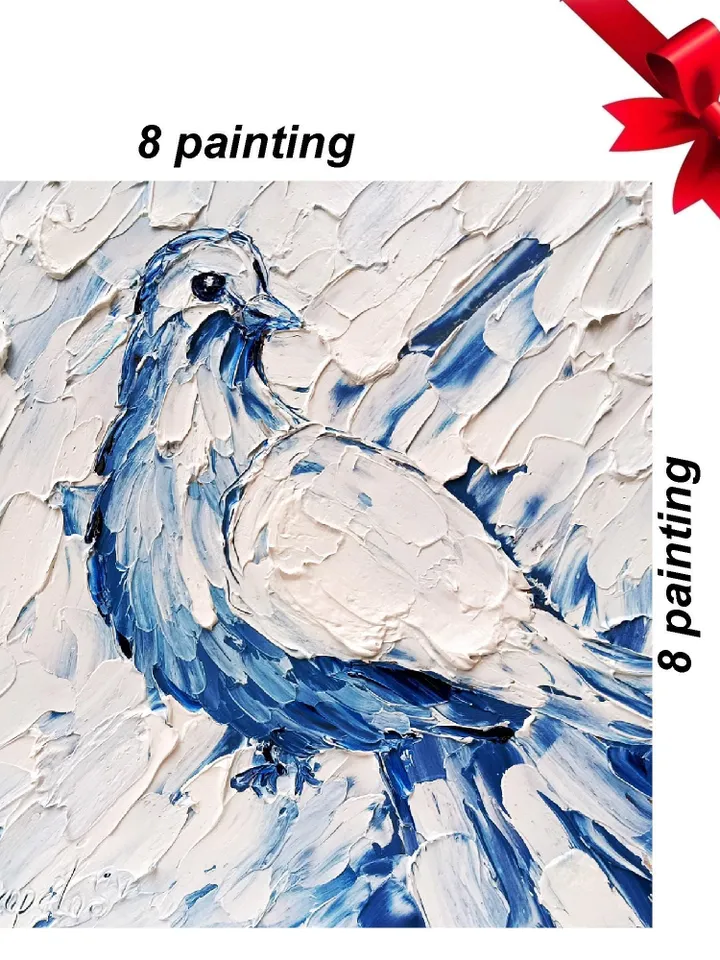 Pigeon Oil Painting White Dove Art Hand Painted Christmas gift Original Painting Bird Art Animals Wall Art Decor Gifts by ArtProkopaloSv