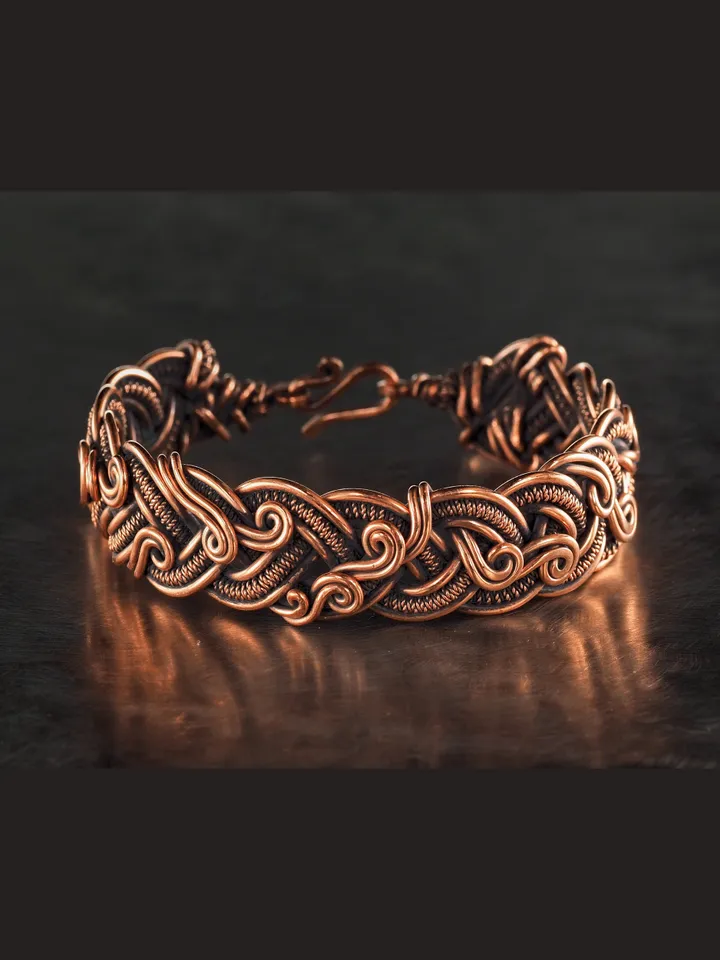 Copper wire wrapped bracelet for woman 7th Anniversary gift Small size bracelet Antique style copper Jewelry