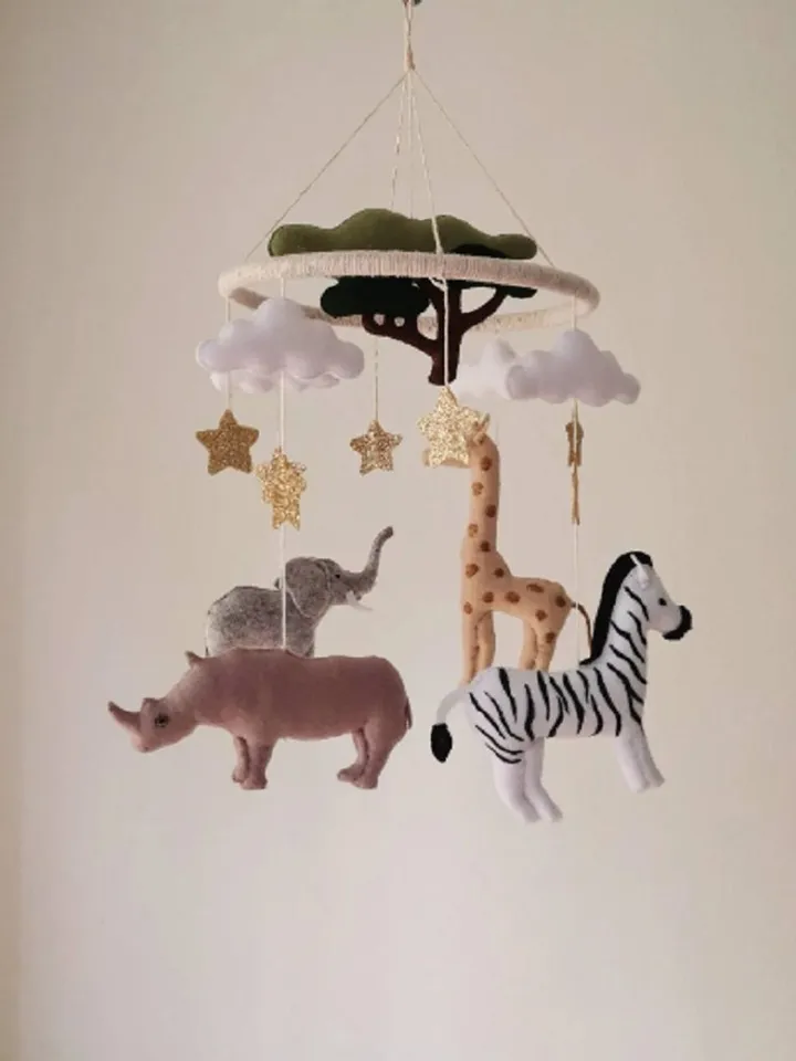 Jungle theme baby mobile, Safari mobile, crib mobile, Neutral mobile