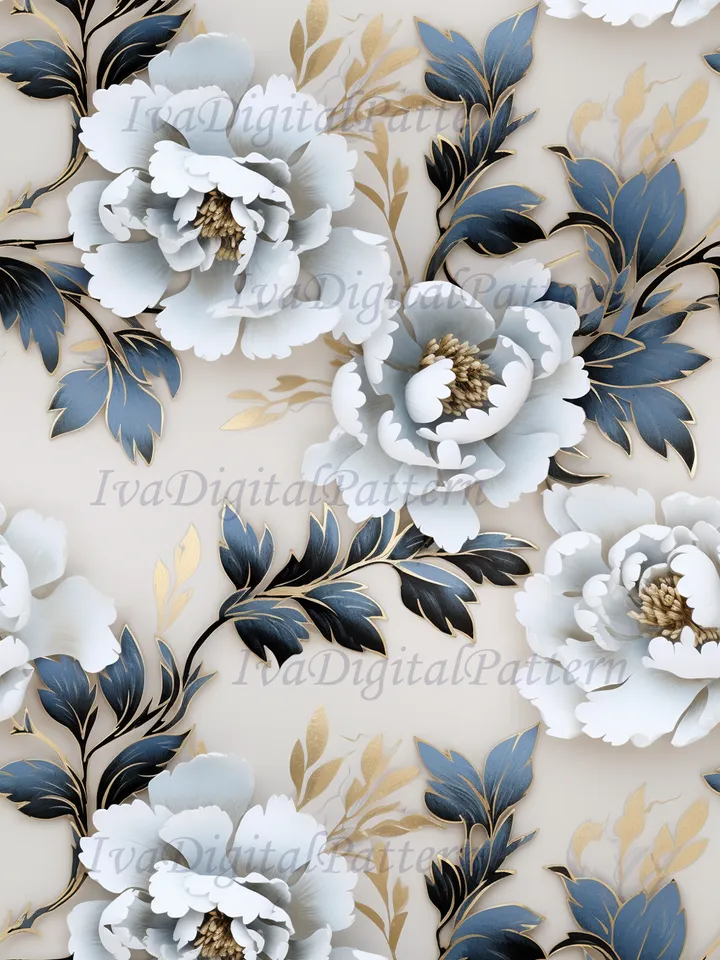 Seamless watercolor blue peony pattern, digital paper, floral pattern, mosaic pattern, commercial use
abstract floral seamless pattern - repeating pattern