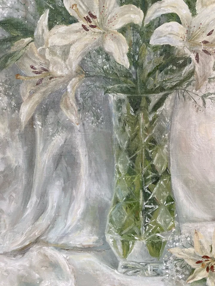 Oil painting "White Lilies"