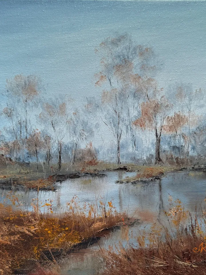 Landscape Oil Painting Original Forest Artwork River Landscape