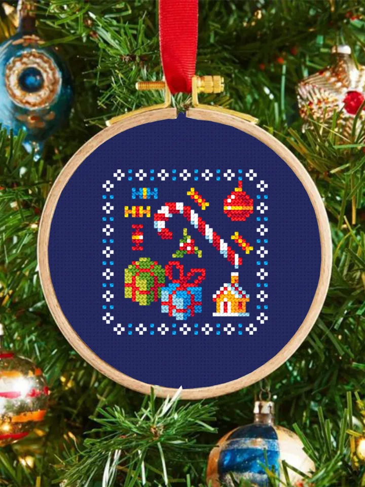 Mini Christmas cross stitch pattern download PDF Winter holiday embroidery PDF Small cross stitch chart DIY Christmas gifts Tiny pattern #N1