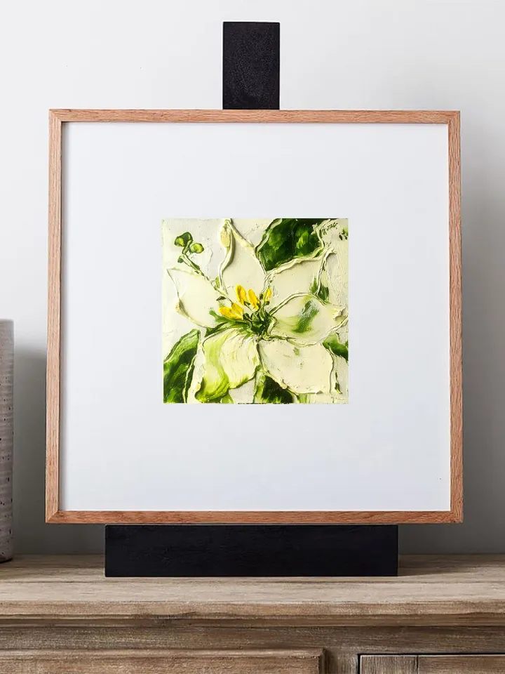 Lily Painting Flower Original Art Impasto Painting 4x4 painting Floral Small Painting by ArtProkopaloSv