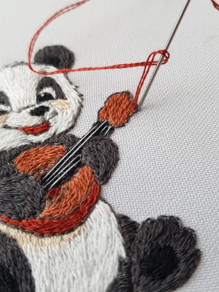 Funny panda hand embroidery DIY, panda pattern pdf