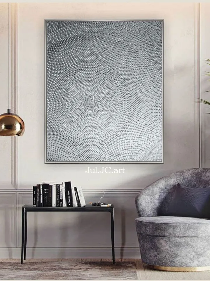 Glittery Silver Painting Textured artwork Silver Abstract Wall Art Original painting Modern Wall decor