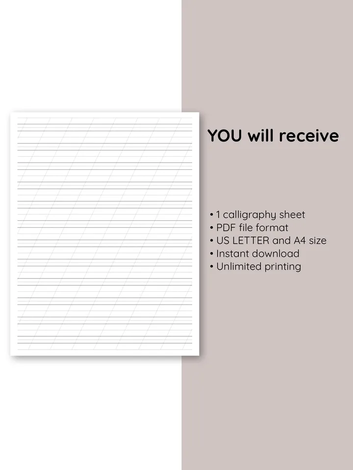 Calligraphy hand lettering sheets. Printable calligraphy practice sheets. Digital Handwriting sheets. Lettering sheet