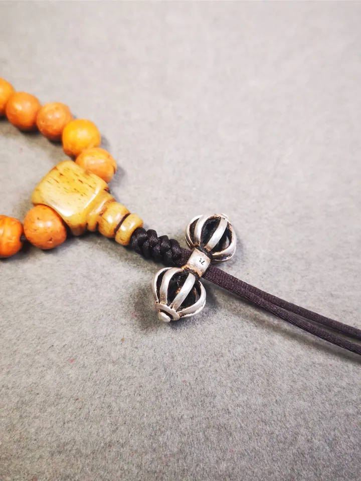 Gandhanra Handmade Sterling silver Tibetan Vajra Amulet Pendant for Mala,Prayer Beads,Jewelry Accessories,0.95"