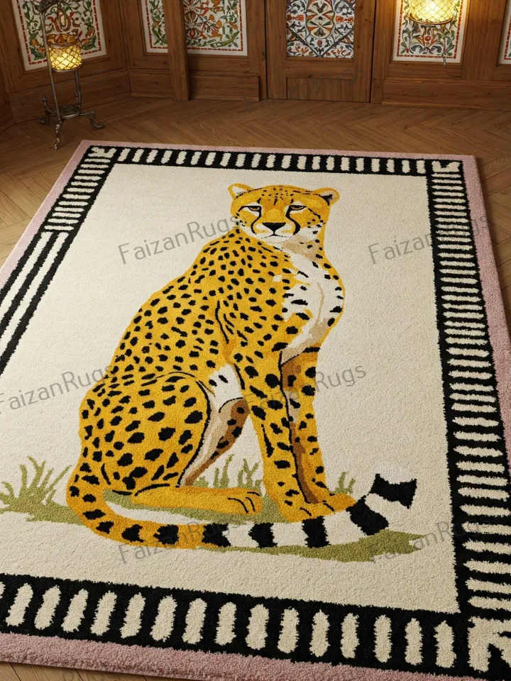 Buy an 8x10 leopard rug, hand-tufted rug, handmade wool rug, home rug, rugs for the living room, bedroom rug, 3x5, 7x10, 9x12, or 10x14.
