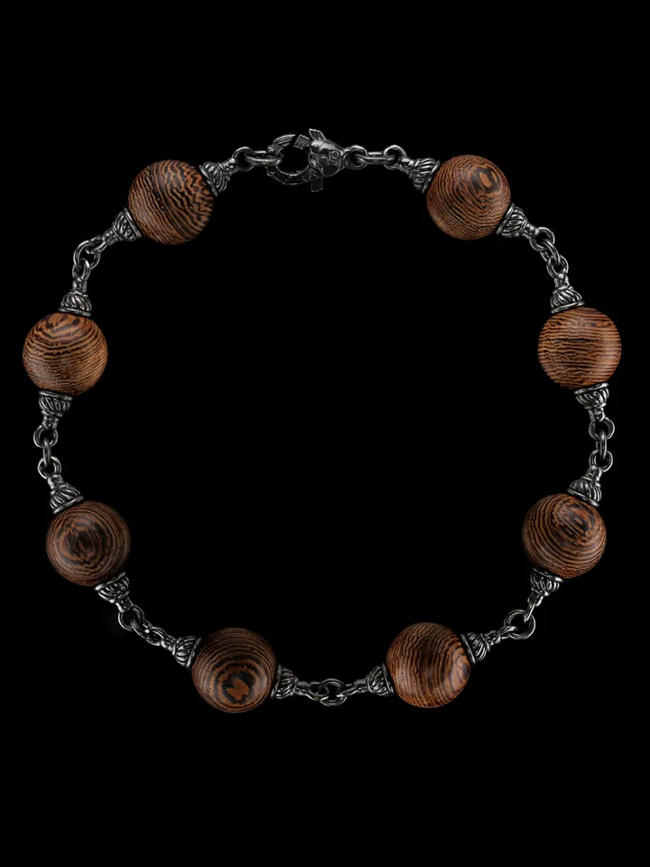 Wooden bracelet in 925 silver