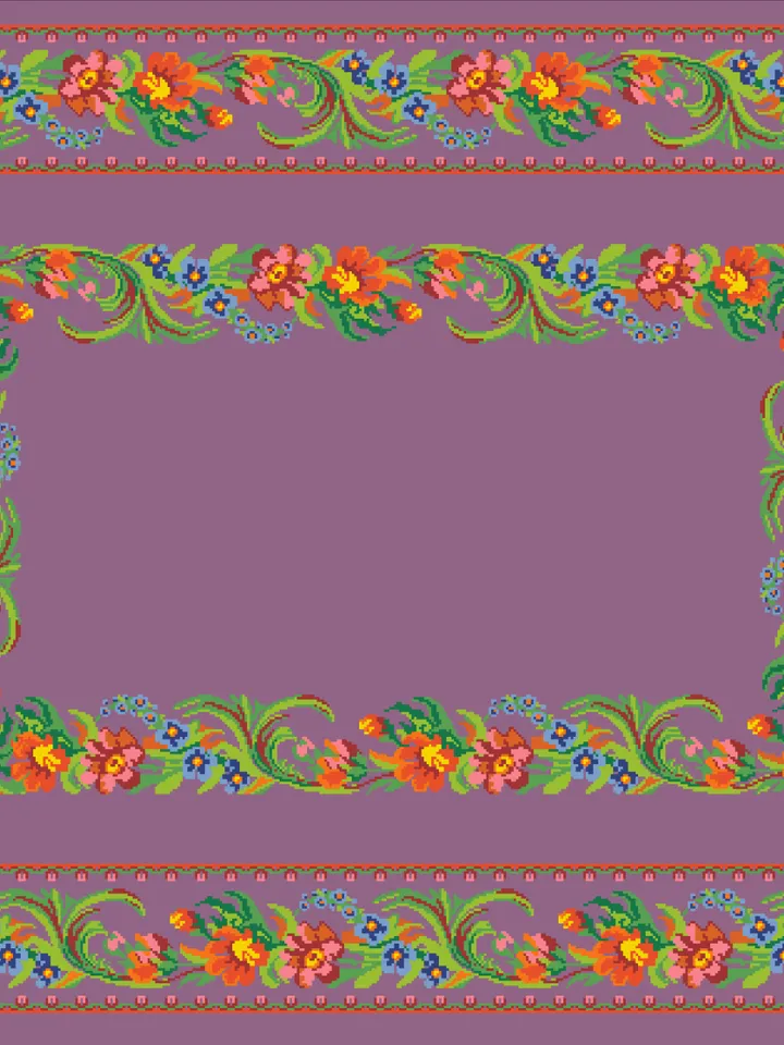 Antique Cross Stitch Pattern Tablecloth with Flowers Counted Digital Download PDF