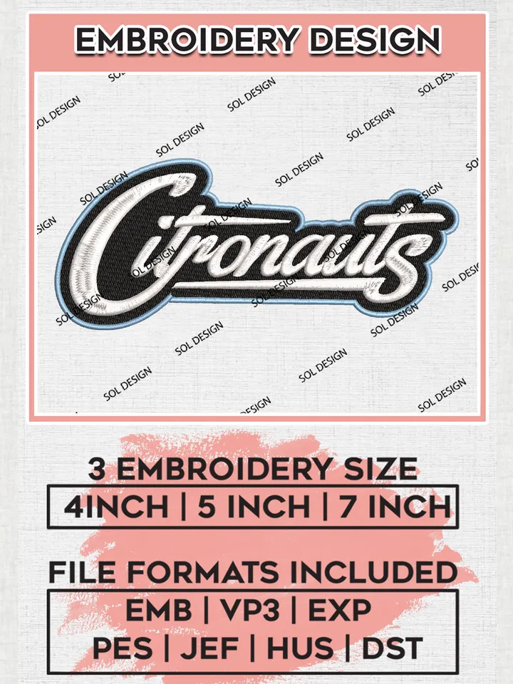 NCAA Citronauts College Team Logo Embroidery Design Files, NCAA UCF Knights Machine Embroidery, NCAA Teams, 3 sizes, NCAA Machine embroidery designs, Digital Download