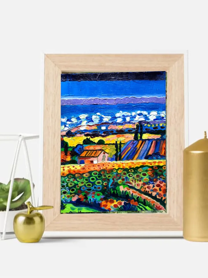 Sunflower Oil Painting Impasto Artwork Oil on canvas 12*8 inc