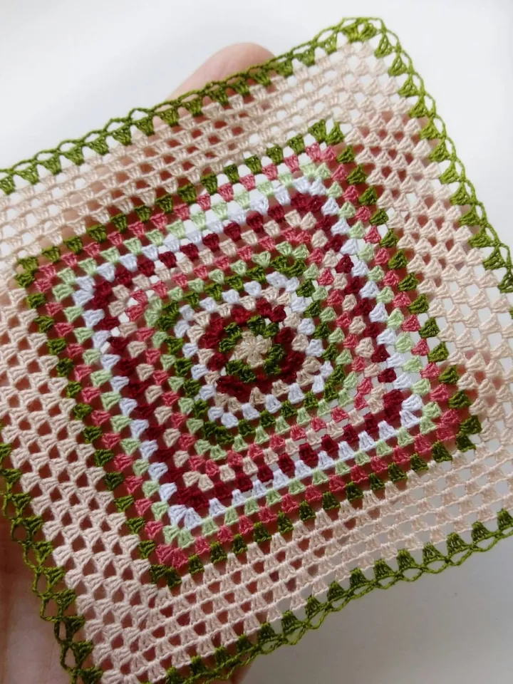 Miniature Square Blanket with Green Stripes