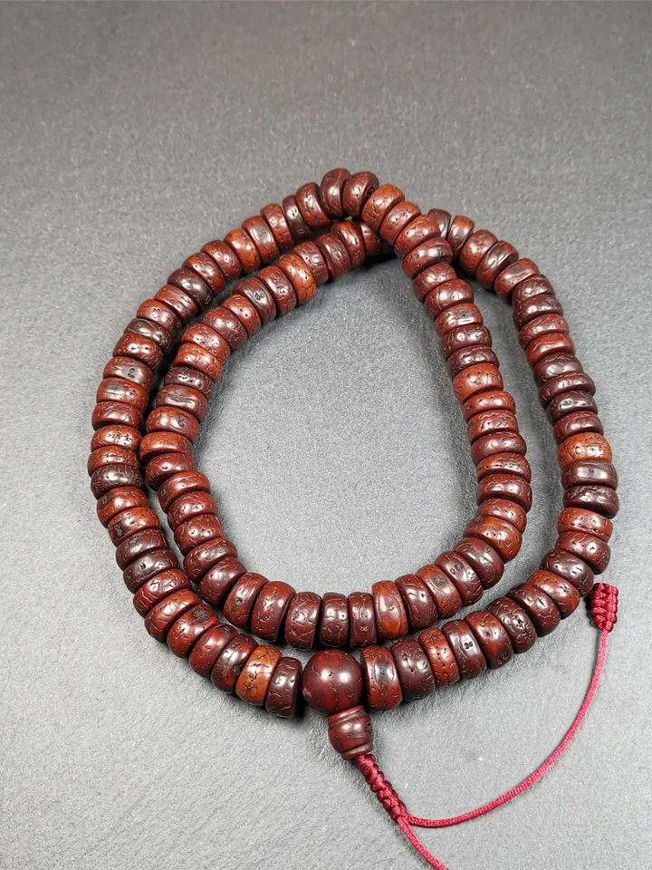 Gandhanra Old 108 Bodhi Seed Beads Mala,13mm Prayer Beads Necklace for Meditation,Circumference 70cm