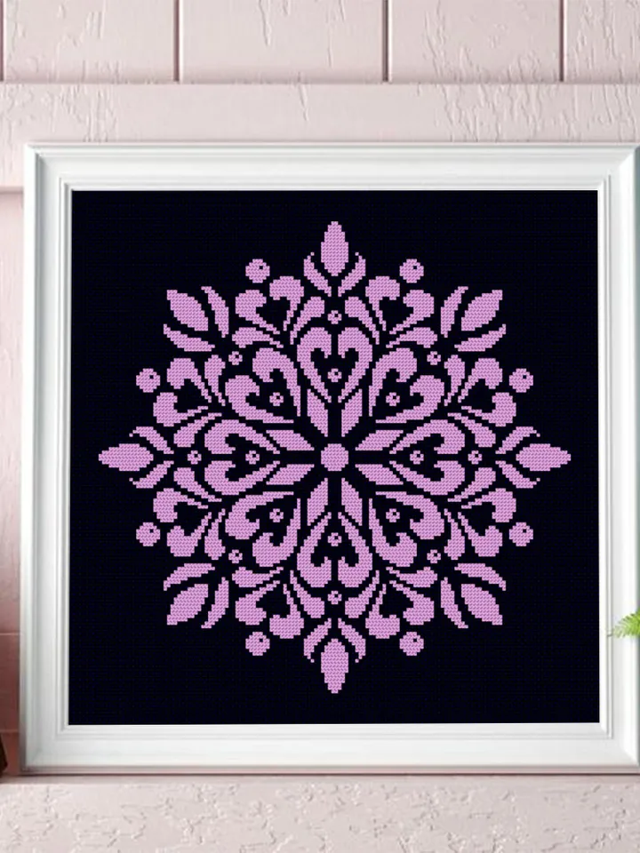 Easy mandala cross stitch pattern download PDF Monochrome geometric pattern digital PDF Quick cross stitch chart Modern beginner stitch #M56