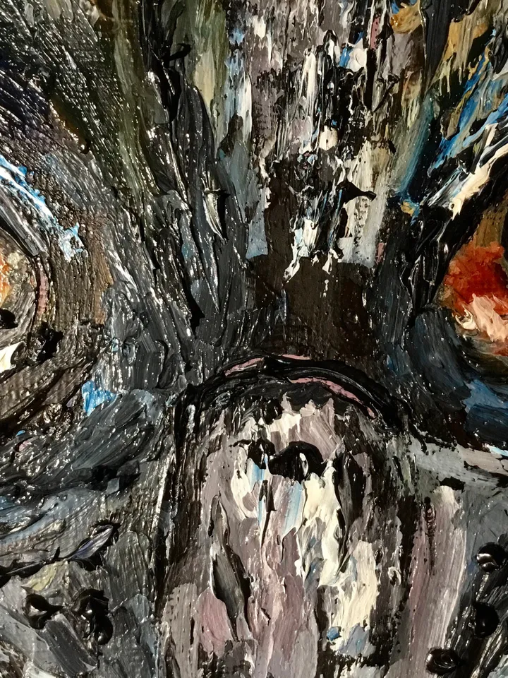 Cassowary bird, original mix media oil painting on canvas board,agressive exotic birds wall art, handmade mix media art home decoration