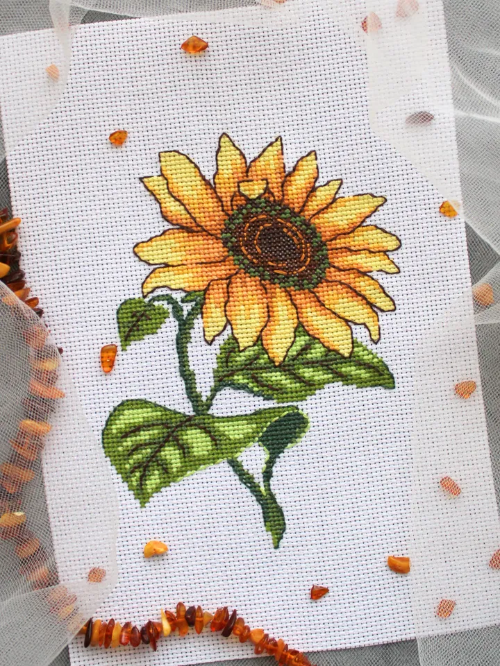 Cross stitch pattern Sunflower, cross stitch chart PDF