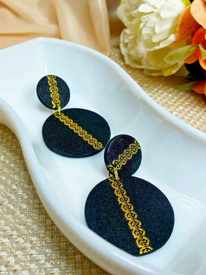 Handmade matte black earrings.Handmade jewelry. Designer earrings.