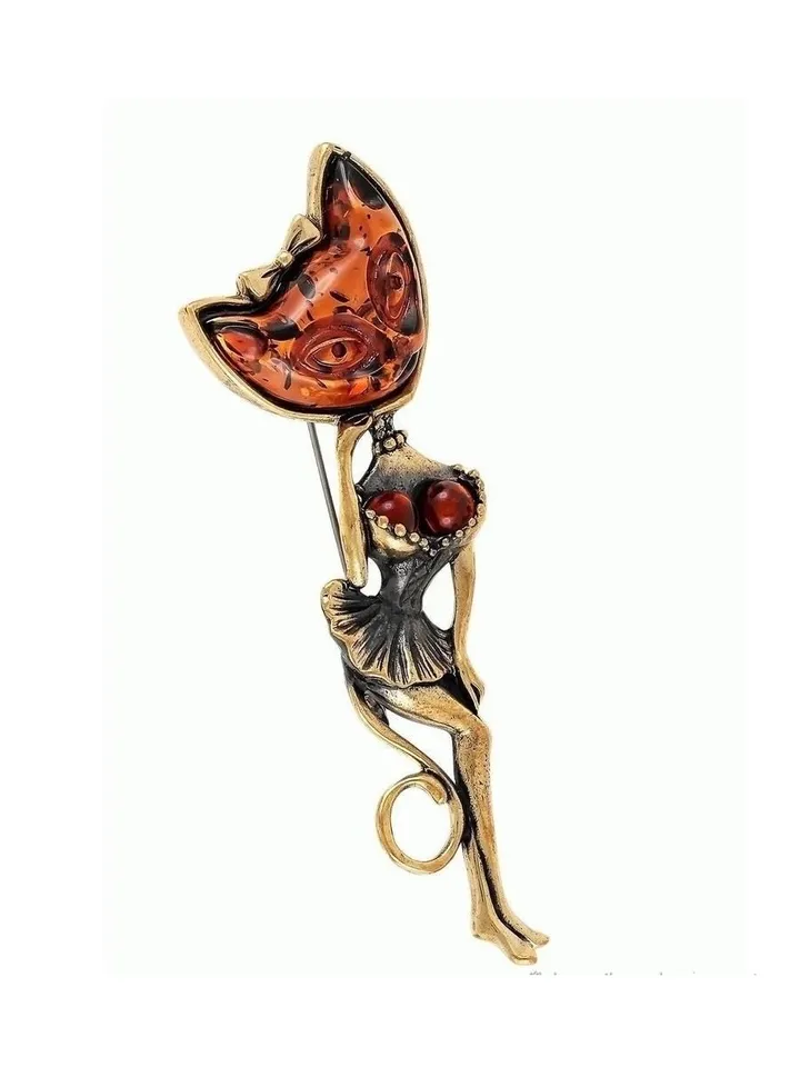 Exquisite Cat Brooch Big Long Cute Animal Lady Brooch Figured Brown Gold Gift For Her Women's jewelry