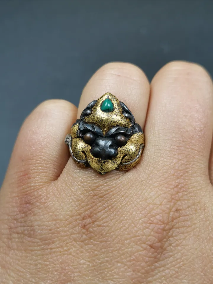 Gandhanra Unique Handcrafted Men's Ring, Tibetan Buddhist Garuda Ring,Made of Pure Gold Filled and Silver Filled,Protection Jewelry
