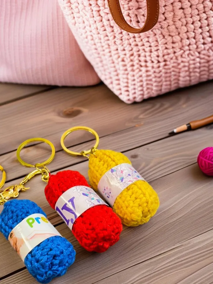 Crochet Keychain Tutorial - Mini Crochet Yarn Ball Ornament for Crochet Lovers - Inspirational Crochet Keychain Ideas
