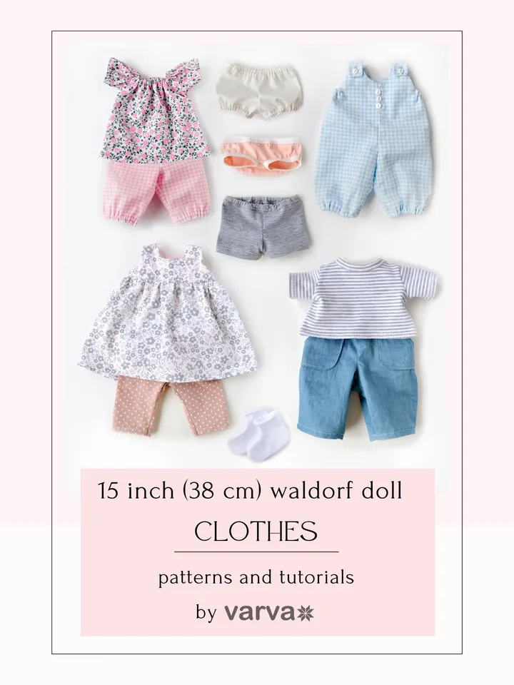 DIY Waldorf doll 15 inch (38 cm) tall. PDF pattern and tutorial. Patterns of doll clothes as bonus!