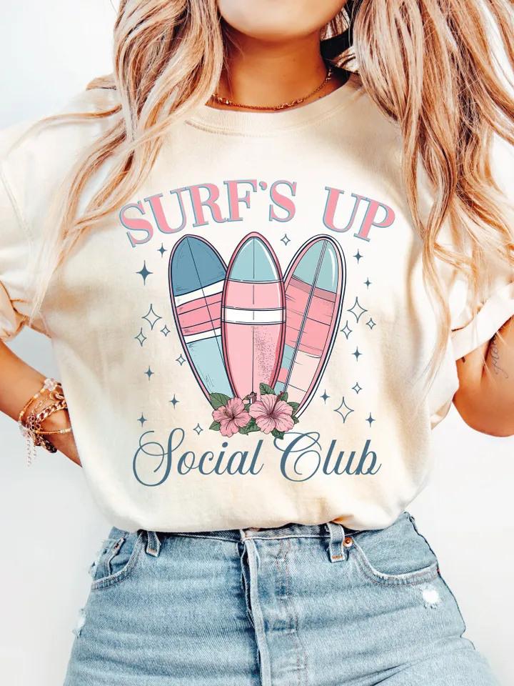 Surf's Up Social Club png, surfing png, beach png, ocean png, summer png,social babes girl club bachelorette party shirt design sublimation