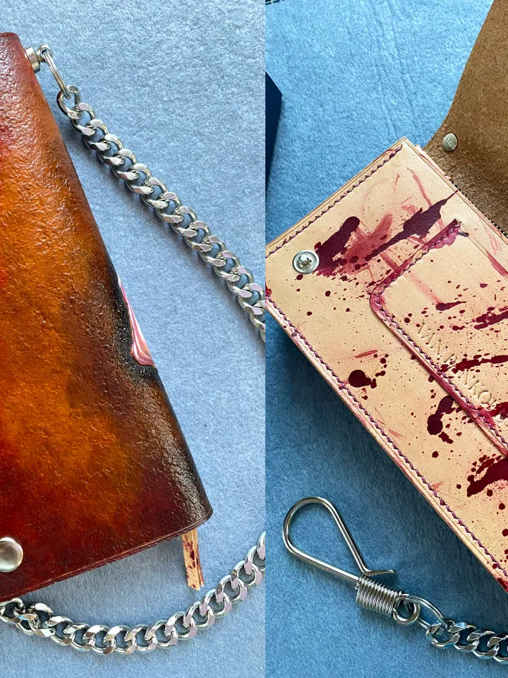 Long wallet Genuine brown leather Pennywise the Dancing Clown original handmade