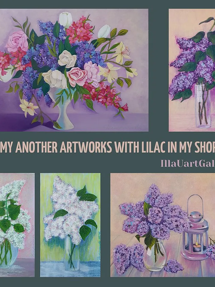 Lilac Painting Floral Original Art Flower Bouquet Wall Art Acrylic Painting