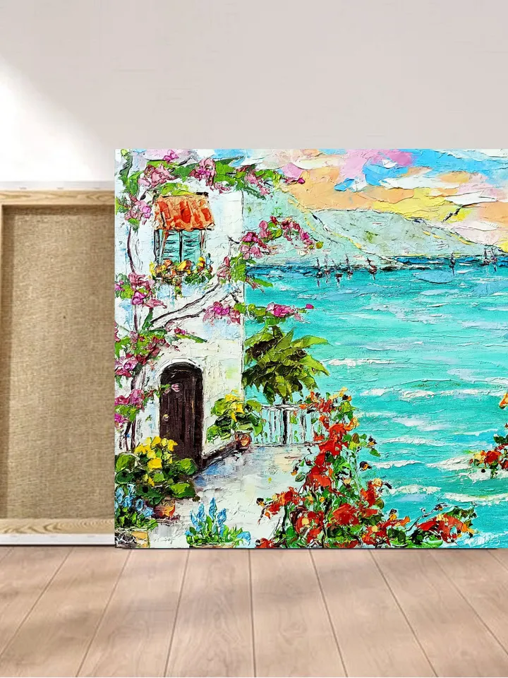 Sorrento Painting Italy Original Art 16x20 Italy Amalfitan Seaside Coast Painting Panorama Blooming Marina Southern Sorrento Art