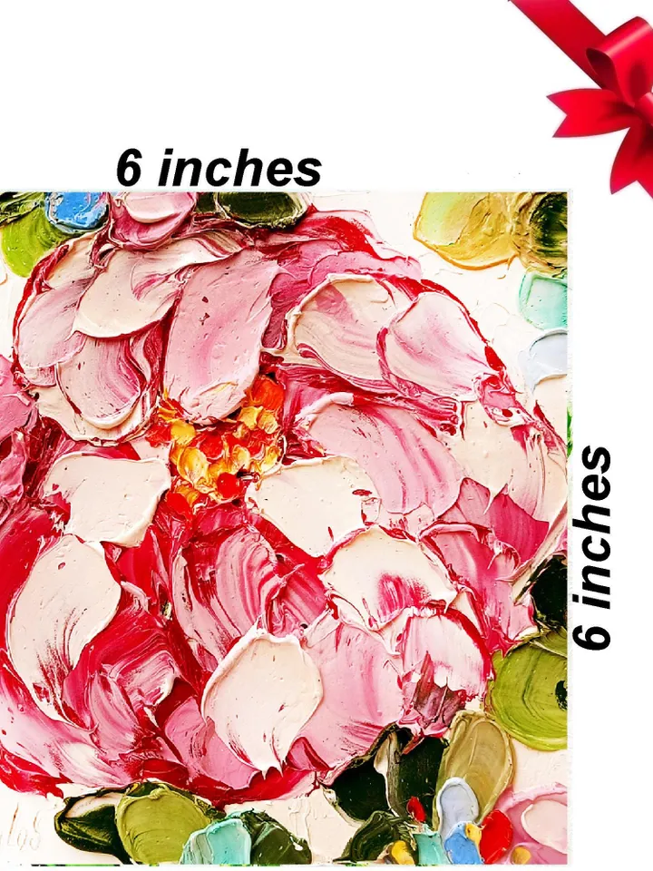 Peony Painting Flower Original Art Impasto Painting Peonies Small Flowers Wall Art by ArtProkopaloSv