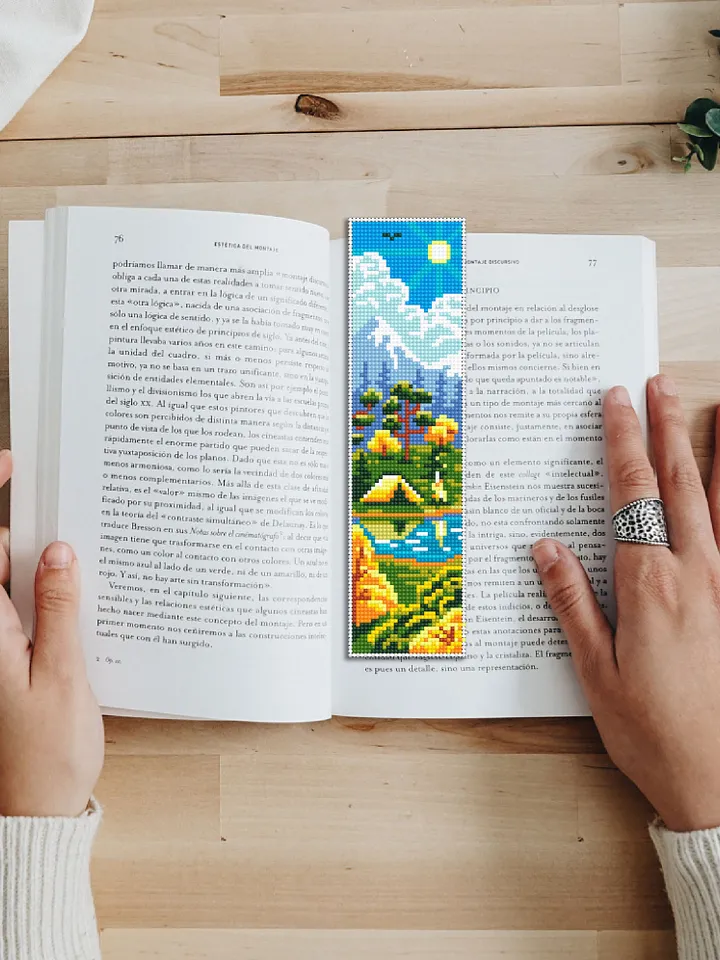 Bookmark camping cross stitch pattern digital PDF Handmade bookmark nature embroidery beginners Instant download Gift for book lover #B13
