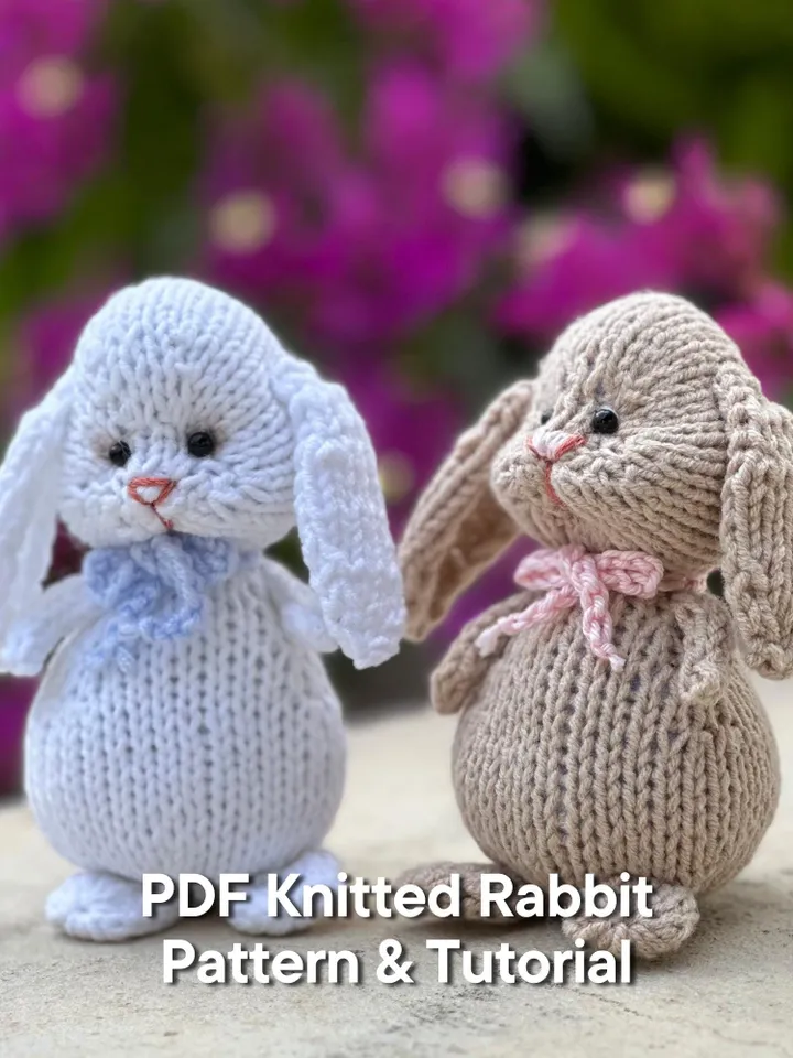 PDF Rabbit Knitting Pattern, Knitted Toy Tutorial, Knitted Animal Pattern, Hare