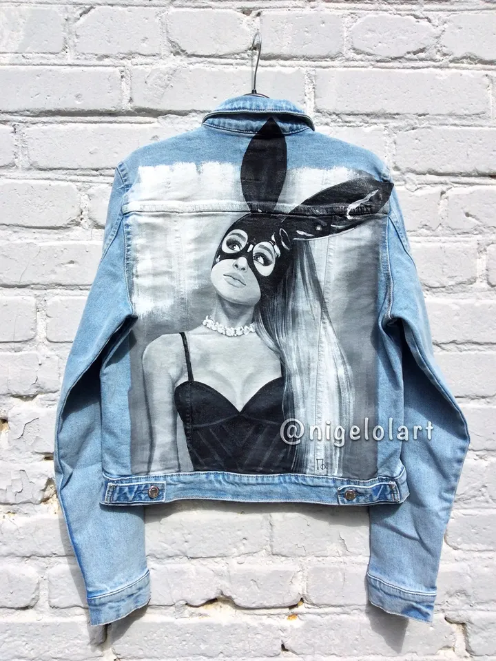Ariana Grande Painted Denim Jacket Custom personalized order gift for her