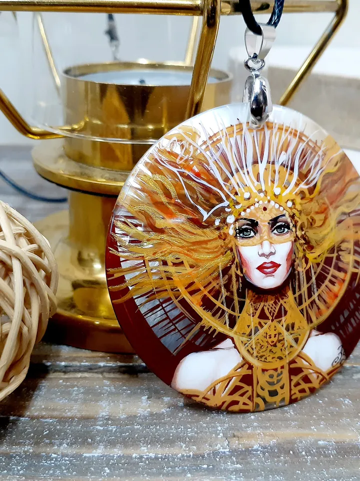 Pearl pendant necklace: Fiery beauty of women on astonishing pendant. Outstanding handmade jewelry for evening dress. Gift for a bright girl